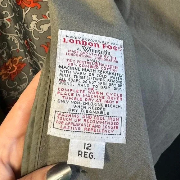 Vintage 80s Trench Coat Women's Size 12 London Fog Khaki Lining Belt Scarf USA - Picture 3 of 7